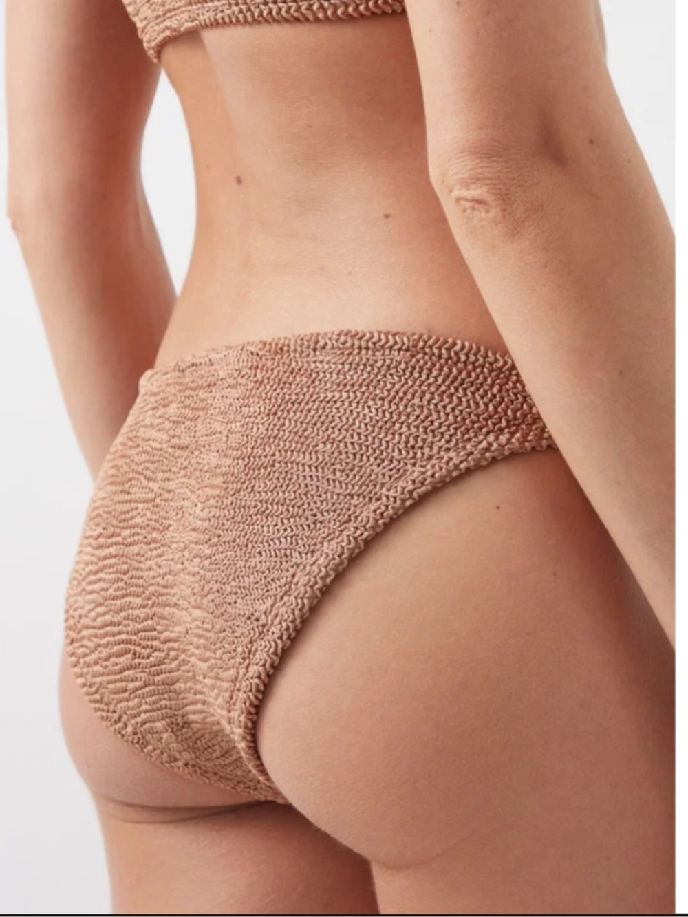 Hunza G Jamie Bikini Bottom Crinkle Fabric In Cocoa NWT No Saniliner
